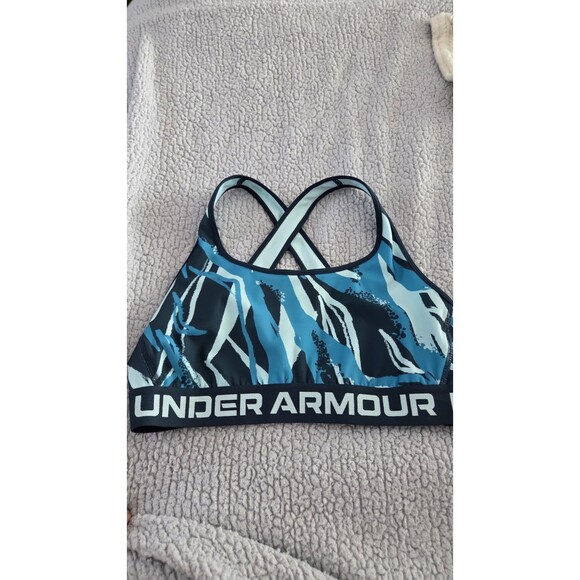 NWT Under Armour Women's Crossback Mid Printed Sport Bra Large Swimbin - Picture 3 of 6